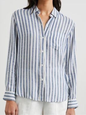Rails Charli Button Down Shirt Women’s Size Medium Echo Stripe Linen